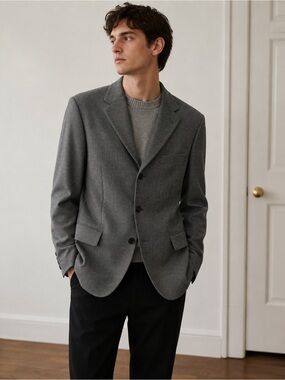 Hugo Boss Grey Houndstooth Blazer in Loro Piana wool and Cashmere